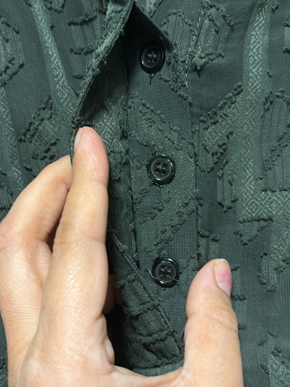 Cupio Textured Button-Front Blazer in Deep Green
